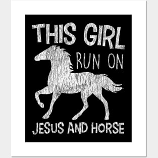 Vintage This Girl Run On Jesus And Horse Christian Posters and Art